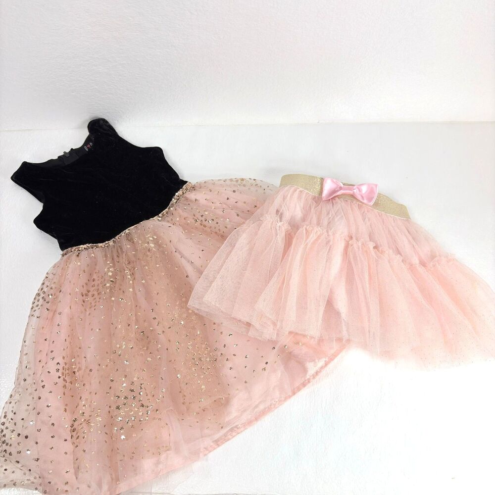 Lilt Little Girl Sleeveless Velvet Fit Flare Dress and Tulle Skirt Size 5